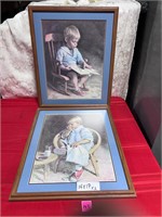 Vtg Framed Prints of Gary&Gretchen by J.Ingwersen