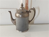 antique grey graniteware & silverplate teapot