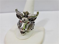 Rams Head Ring Size 11 Red Crystal Eyes  New