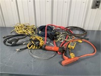 Miscellaneous rope with snaps, cable, hand oil