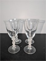 4 Pc. Crystal Stemware Frosted Stems 7 3/4"T