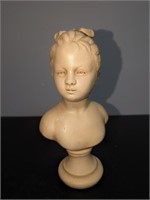 Vintage Bust Statue of Girl Chalkware Marwal