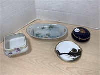 4 Small Dresser Dishes, 3 Hand-painted Nippon and