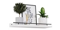 Floating Shelves with Black Metal Guardrail