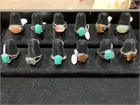 12 ASSORTED NEW COSTUME RINGS - MOSTLY SZ 9