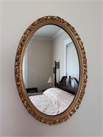 27” long Vintage gold tone mirror oval