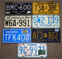 Lot of 7 License Plates