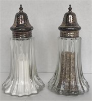 Vtg. Fluted Glass Salt Shakers (6" Tall)