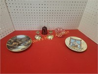 Decorative Plates, Candlesticks, Bell, Bowl