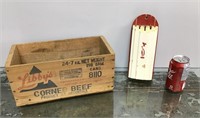 Vintage wooden Corned Beef box & Knife Holder