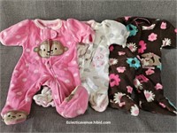 Lot of Three Baby Girl Premie Newborn Outfits