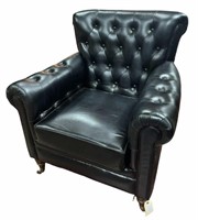 BUTTON TUFTED "CHESTERFIELD" LEATHER CLUB CHAIR