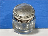 Vintage Glass Jar with Sterling Silver Lid