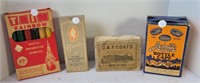 VINTAGE BOX LOT AND BOTTLE CANDLES