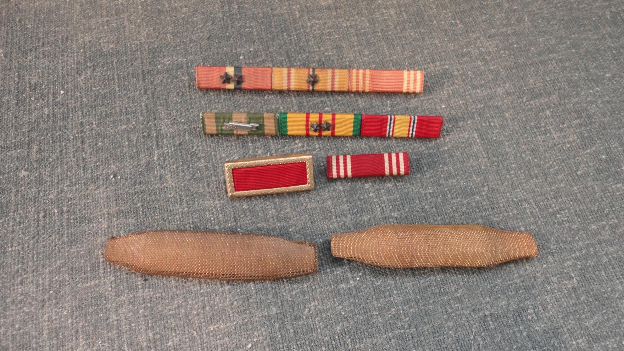 Lot of 4 WW2 Military Ribbon Bars and more