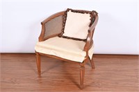 Vintage Barrel Back Caned Arm Chair