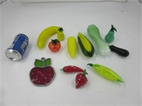 Fruits et légumes en verre soufflé