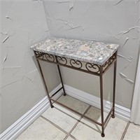 Small Marble Top Wrought Iron Rectangular Table