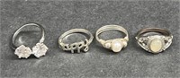 (AW) Silver Tone Rings With Pearlescent And