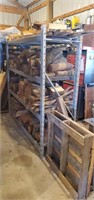 Industrial shelf of lumber, logs, raw edge