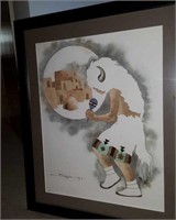 Diane Strongbow framed watercolor 1981