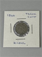 1866 Three-Cent Piece Nickel (75% Silver).