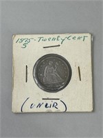 1875 S Twenty-Cent Piece (90% Silver). Ungraded.