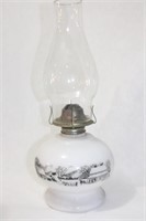 Vintage 1920s oil lamp with opaque white base