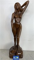 CARVED TIMBER NUDE WOMAN STATUE
