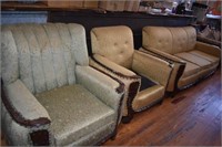 1930's Upholstered Sofa &2 Chairs