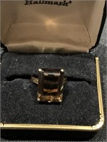 Brown Gem Stone Cocktail Ring Marked 14K and what