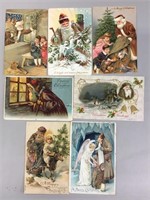 Lot of seven Christmas or Santa postcards.