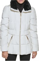 Guess Women's Puffer Faux Fur Collar Quilted Coat
