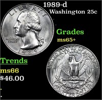 1989-d Washington Quarter 25c Grades GEM+ Unc