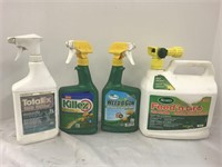 Assortment of herbicides, lawn food, and
