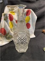 vintage Glass Decanter Diamond Pattern 14" H