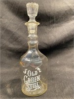 Vintage Old Cabin Still Whiskey Bottle & Stopper