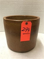 brown crock planter  / has crack at top /