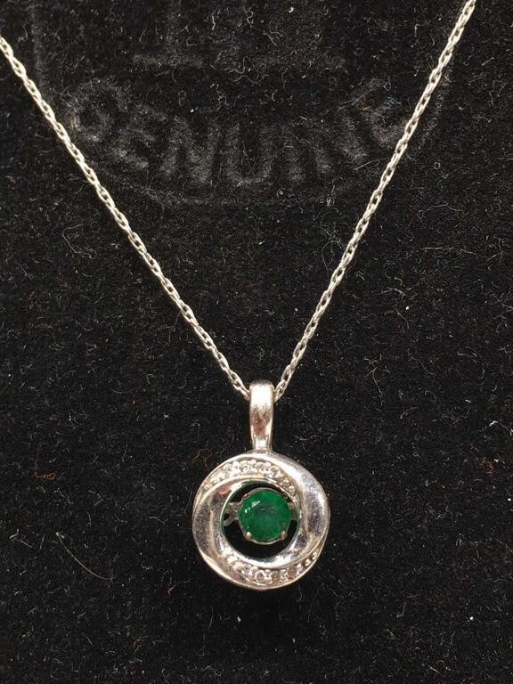 .925 and Emerald & Diamond Necklace