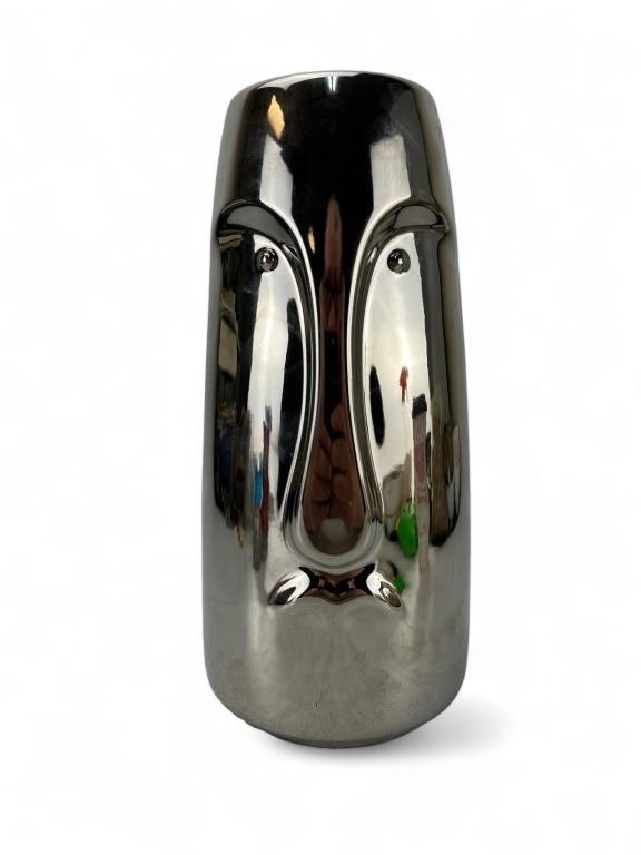 MCM metallic toned tiki head vase