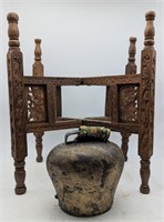(O) Hand carved Indian folding table stand, and a