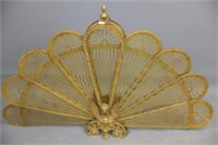 Brass Folding Peacock Tail Fireplace Screen