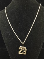 14K Gold "23" Jordan necklace 22 " long 9.6g