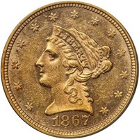 $2.50 1867 PCGS AU58