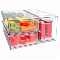 MineSign Stackable Fridge Drawer Pull-Out Bins wit