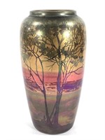 9" Weller LaSa Landscape w/ Trees Iridescent Vase