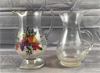 (2) 11" Glass Decorative Pitchers