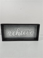 Quill to Paper Achieve Wooden And Tin Sign