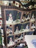 Hand stitch quilt cardinal, snowman