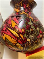 Pottery Painted Decorator Vase 9.5"
